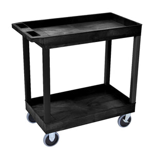 18 x 32 Heavy Duty Black Tub Cart 2 Shelves Model EC11HD-B
