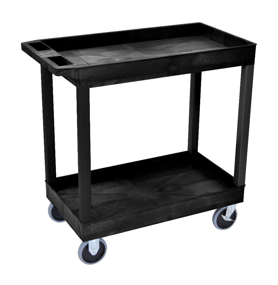 18 x 32 Heavy Duty Black Tub Cart 2 Shelves Model EC11HD-B