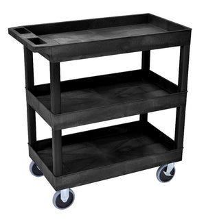 18 x 32 Heavy Duty Black Tub Cart 3 Shelves Model EC111HD-B