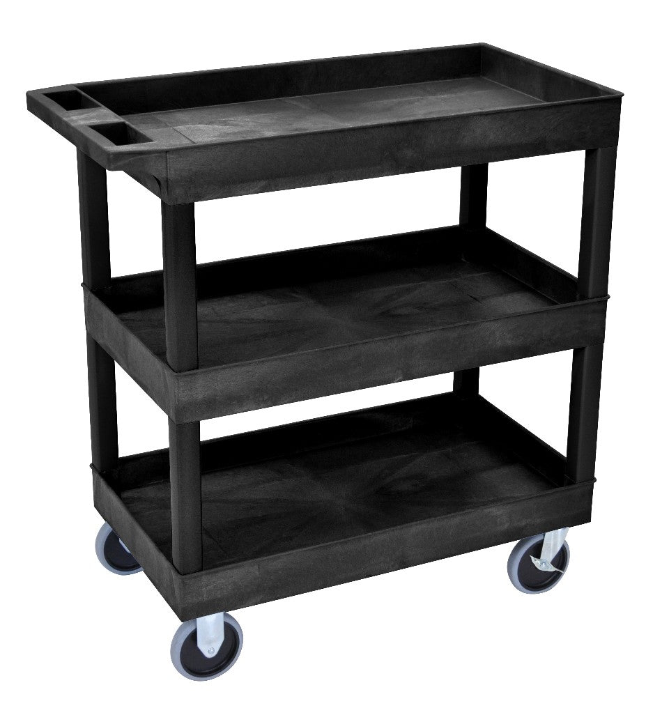 18 x 32 Heavy Duty Black Tub Cart 3 Shelves Model EC111HD-B