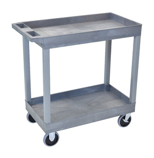 18 x 32 Heavy Duty Gray Tub Cart 2 Shelves Model EC11HD-G