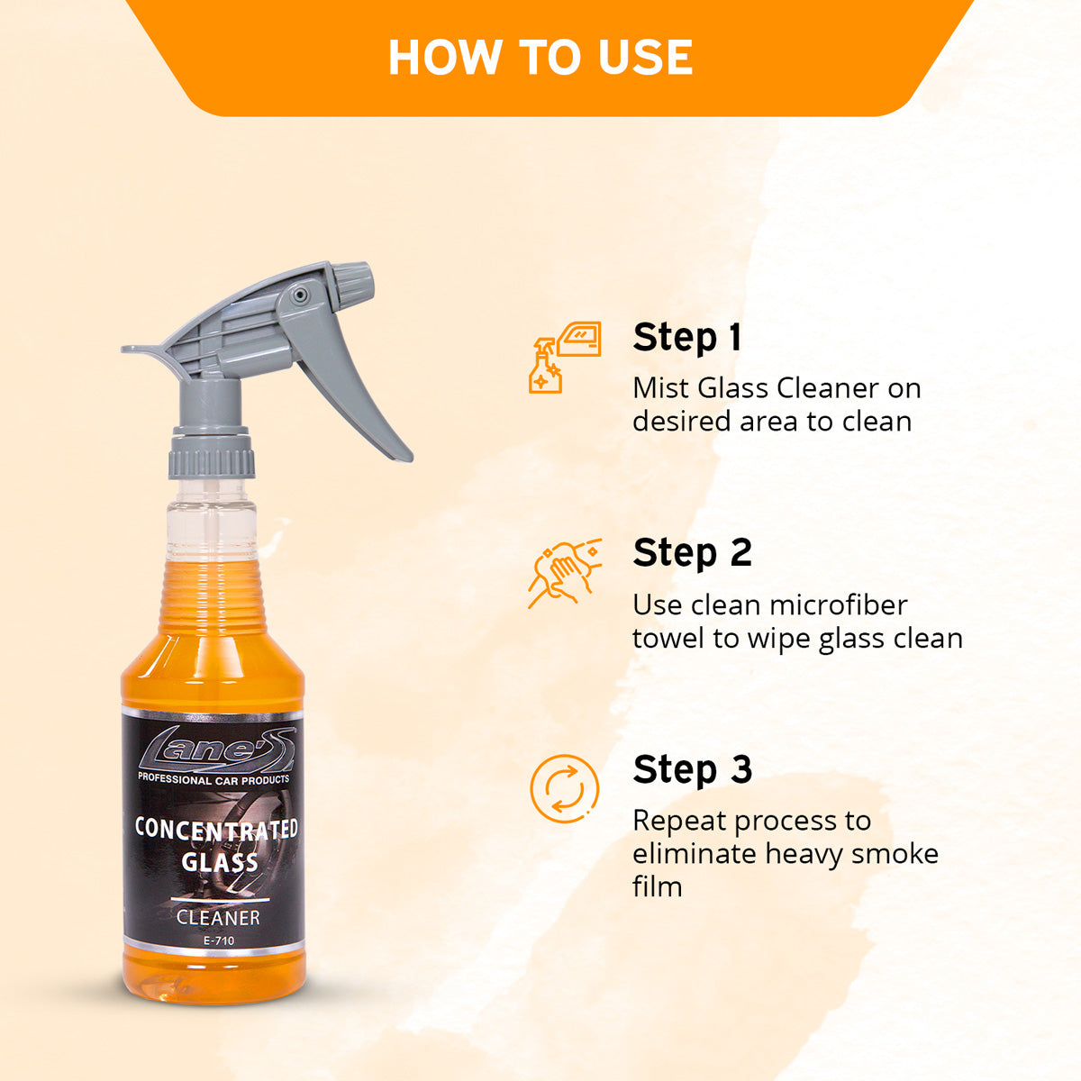 Concentrated Auto Glass Cleaner – Tint-Safe, Streak-Free, Removes Smoke Residue