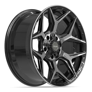 4PLAY 4P06 20x9 5x127 + 5x139.7 0et Gloss Black Brushed with Tinted Clear Wheel