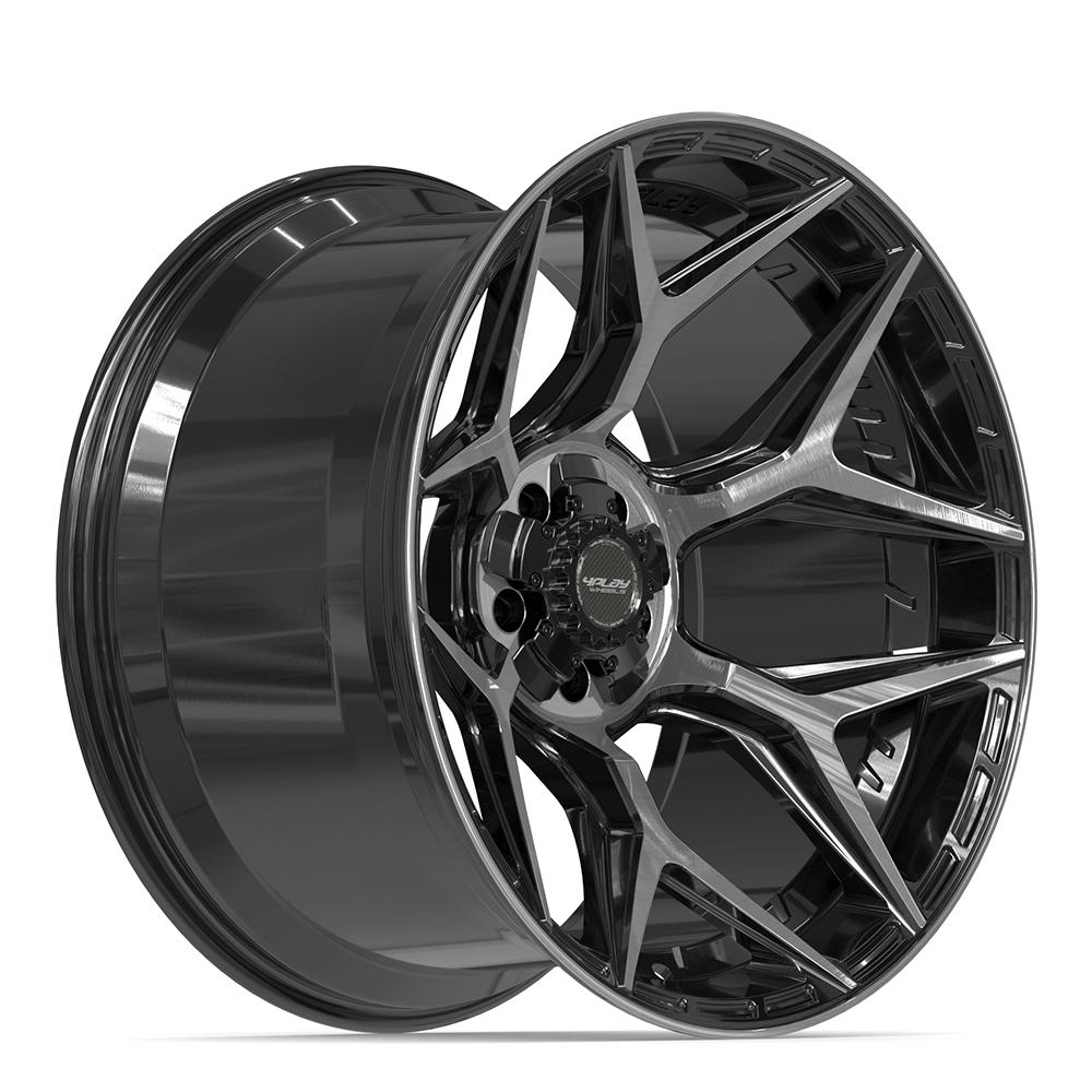 4PLAY 4P06 22x12 5x127 + 5x139.7 -44et Gloss Black Brushed with Tinted Clear Wheel