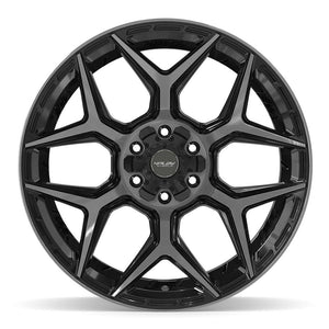 4PLAY 4P06 22x12 6x135 + 6x139.7 -44et Gloss Black Brushed with Tinted Clear Wheel