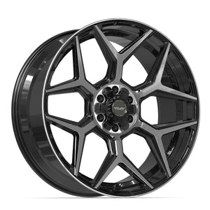 4PLAY 4P06 24x10 6x135 + 6x139.7 18et Gloss Black Brushed with Tinted Clear Wheel