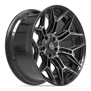 4PLAY 4P44 22x10 5x127 + 5x139.7 -18et Gloss Black Brushed with Tinted Clear Wheel