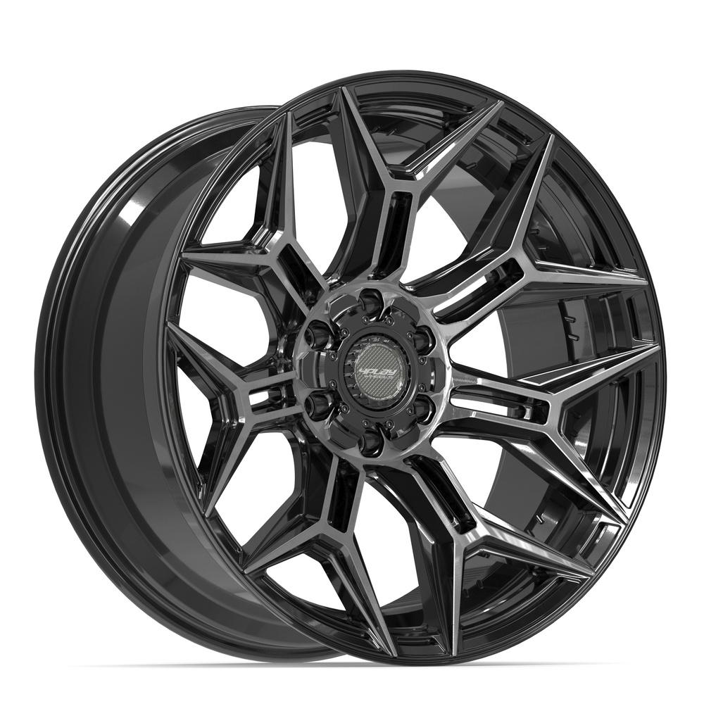 4PLAY 4P44 22x10 6x135 + 6x139.7 -18et Gloss Black Brushed with Tinted Clear Wheel