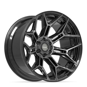 4PLAY 4P44 22x12 6x135 + 6x139.7 -44et Gloss Black Brushed with Tinted Clear Wheel