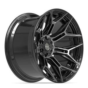 4PLAY 4P44 22x12 6x135 + 6x139.7 -44et Gloss Black Brushed with Tinted Clear Wheel