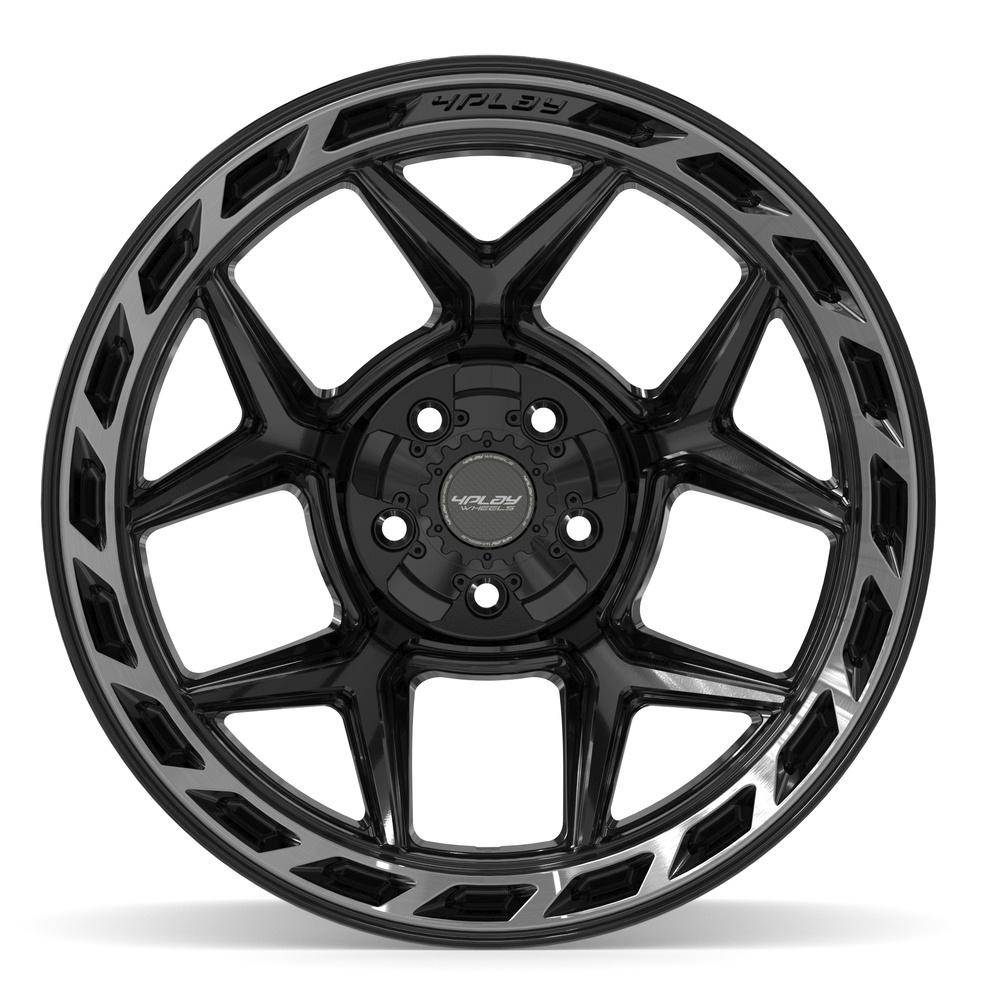 4PLAY 4P55 20x12 5x127 + 5x139.7 -44et Gloss Black Brushed with Tinted Clear Wheel