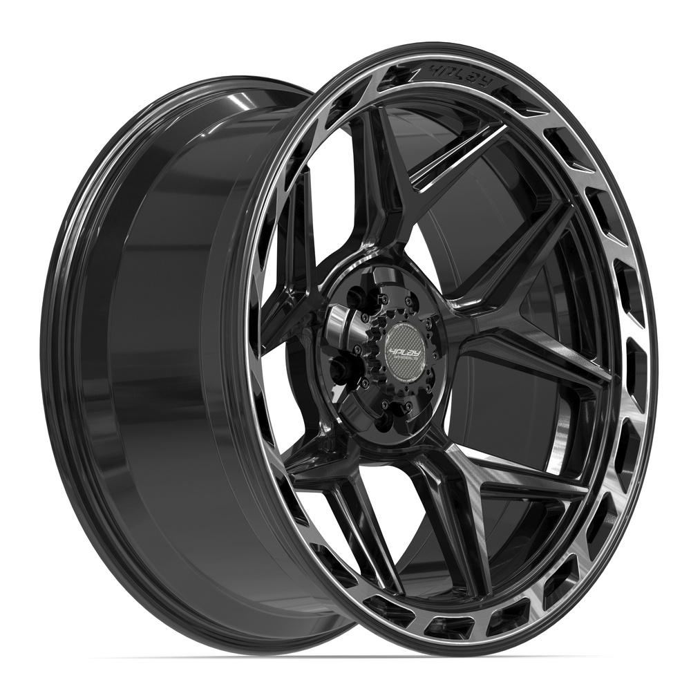 4PLAY 4P55 22x10 5x127 + 5x139.7 -18et Gloss Black Brushed with Tinted Clear Wheel