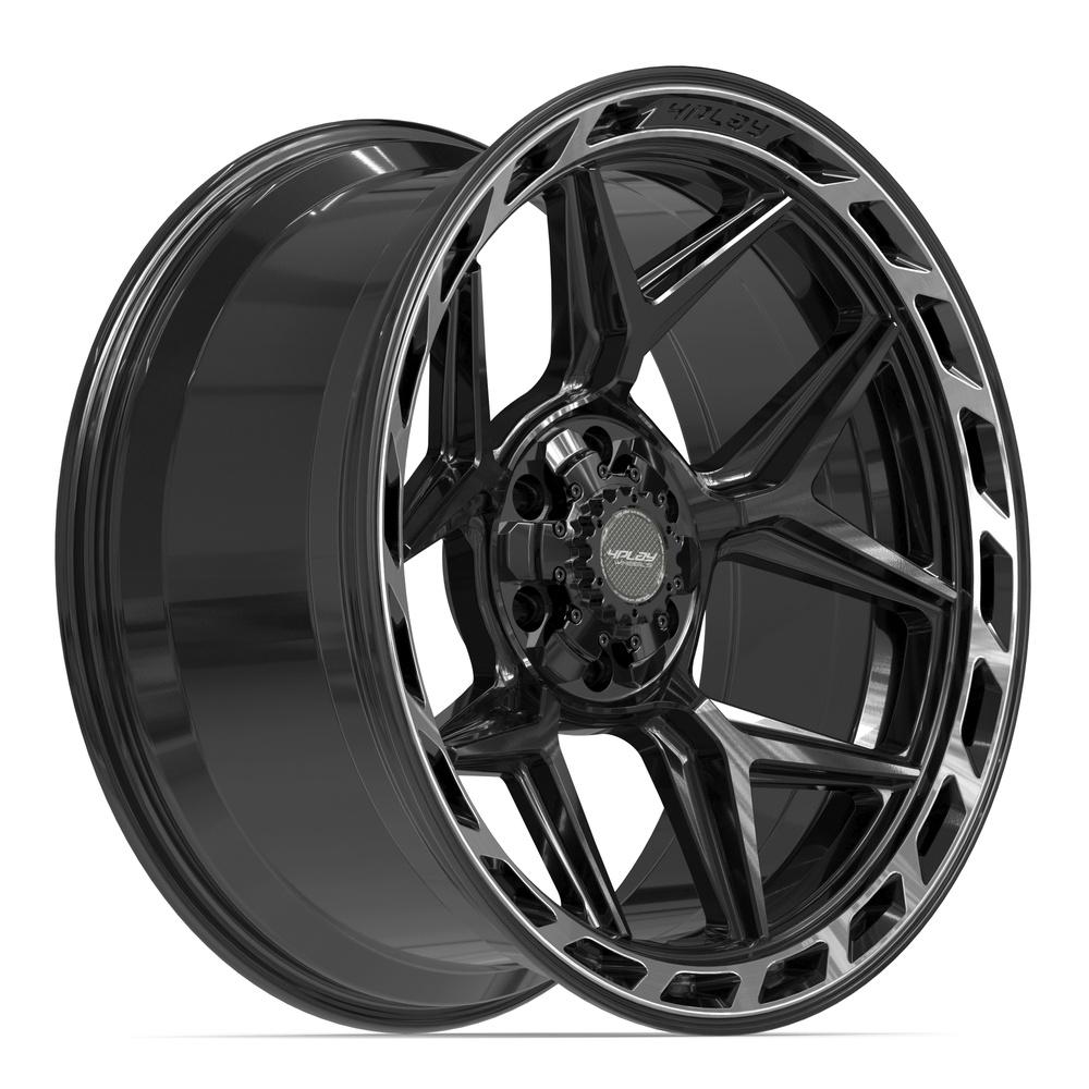 4PLAY 4P55 22x10 6x135 + 6x139.7 -18et Gloss Black Brushed with Tinted Clear Wheel