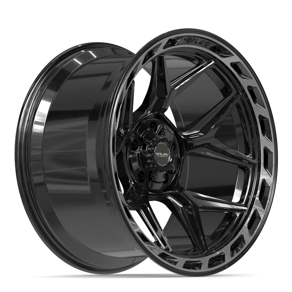 4PLAY 4P55 22x12 5x127 + 5x139.7 -44et Gloss Black Brushed with Tinted Clear Wheel