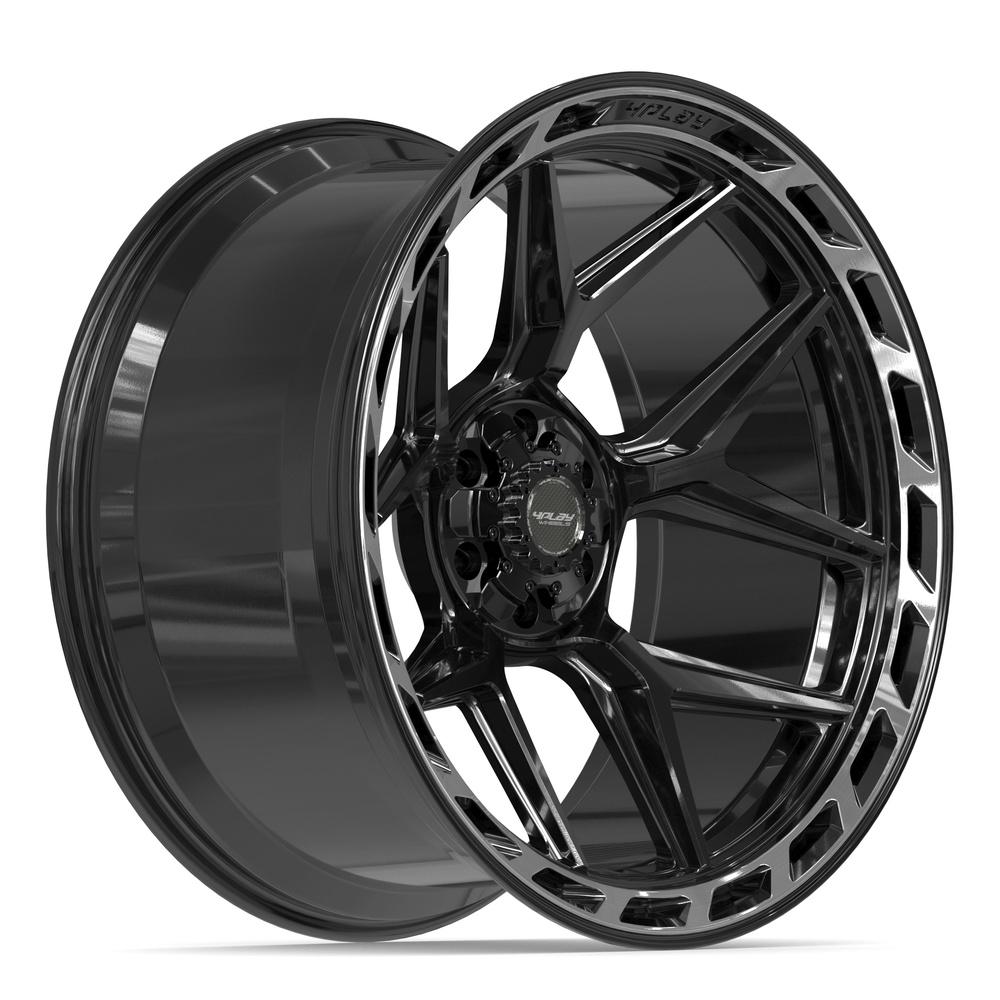 4PLAY 4P55 24x12 6x135 + 6x139.7 -44et Gloss Black Brushed with Tinted Clear Wheel