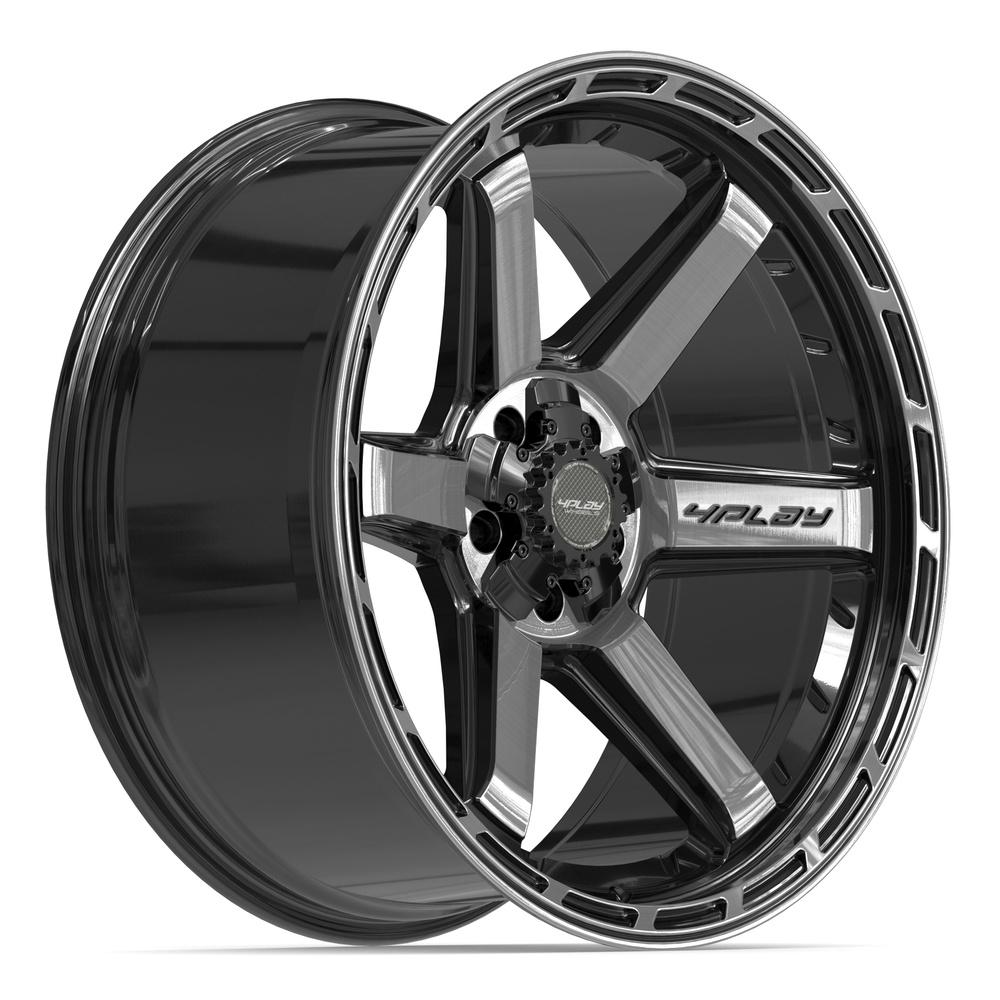 4PLAY 4P63 22x10 5x127 + 5x139.7 -18et Gloss Black Brushed with Tinted Clear Wheel