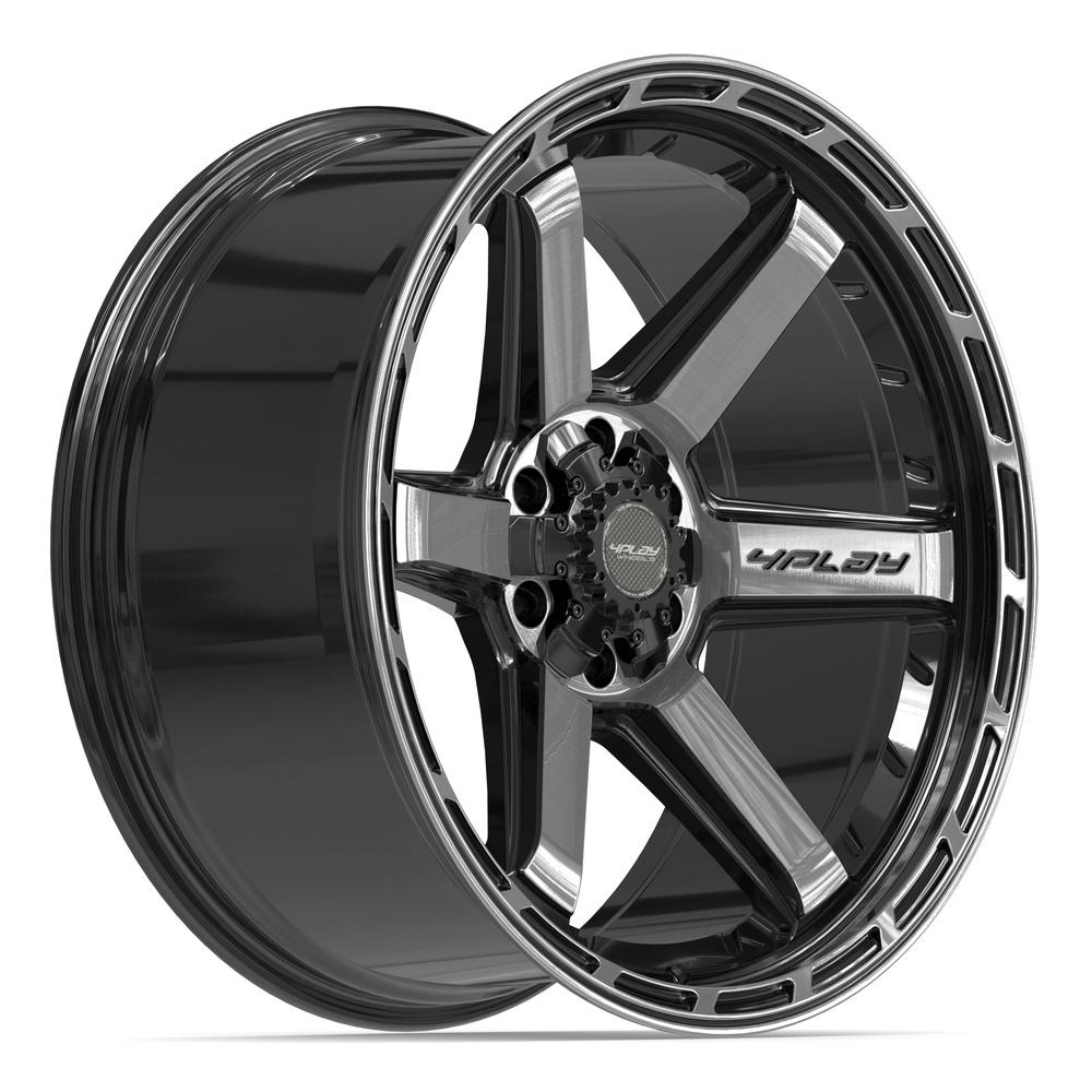 4PLAY 4P63 22x10 6x135 + 6x139.7 -18et Gloss Black Brushed with Tinted Clear Wheel