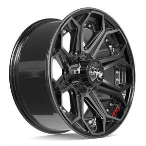 4PLAY 4P80R 20x9 5x127 + 5x139.7 0et Gloss Black Brushed with Tinted Clear Wheel
