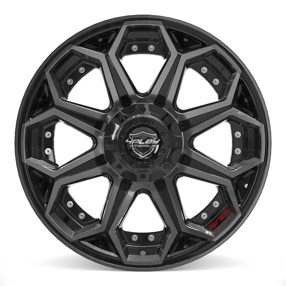 4PLAY 4P80R 20x9 6x135 + 6x139.7 0et Gloss Black Brushed with Tinted Clear Wheel
