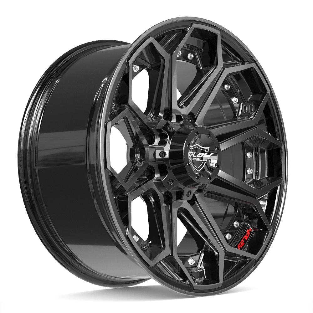 4PLAY 4P80R 20x9 8x165.1 0et Gloss Black Brushed with Tinted Clear Wheel