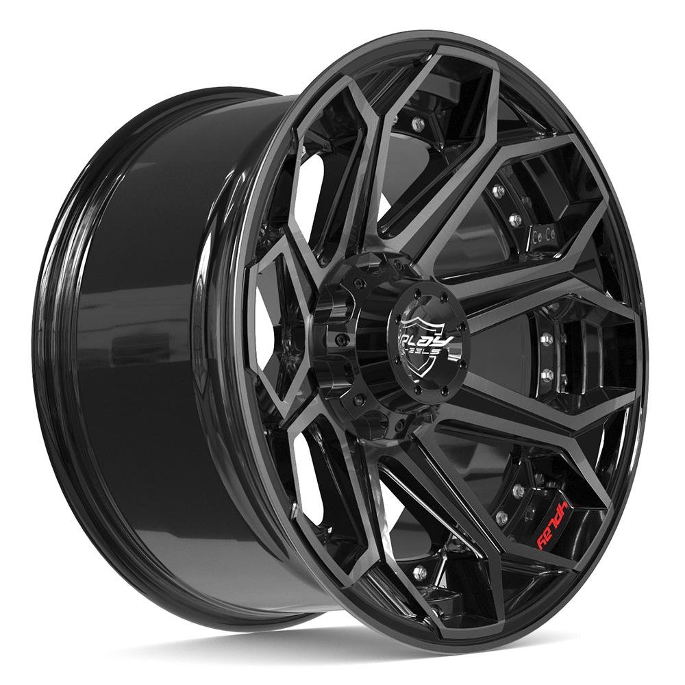 4PLAY 4P80R 20x10 6x135 + 6x139.7 -18et Gloss Black Brushed with Tinted Clear Wheel