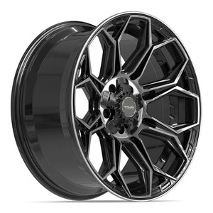 4PLAY 4P83 20x9 5x127 + 5x139.7 0et Gloss Black Brushed with Tinted Clear Wheel