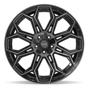 4PLAY 4P83 22x10 5x127 + 5x139.7 -18et Gloss Black Brushed with Tinted Clear Wheel