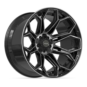 4PLAY 4P83 22x12 5x127 + 5x139.7 -44et Gloss Black Brushed with Tinted Clear Wheel