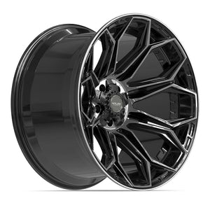 4PLAY 4P83 22x12 5x127 + 5x139.7 -44et Gloss Black Brushed with Tinted Clear Wheel