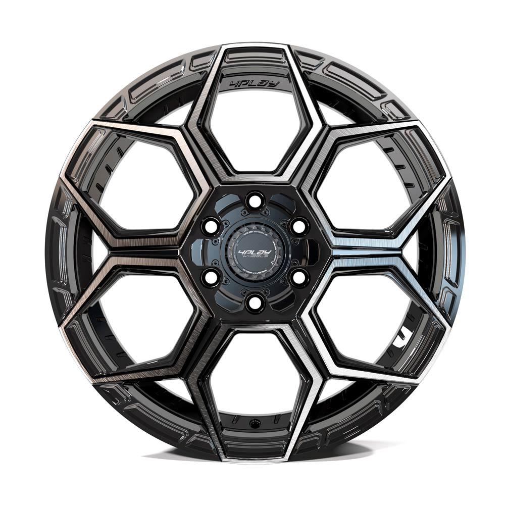 4PLAY 4PS26 18x8 5x108 + 5x110 38et Gloss Black Brushed with Tinted Clear Wheel
