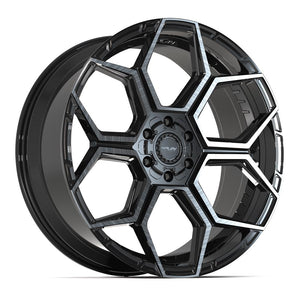 4PLAY 4PS26 24x10 6x135 + 6x139.7 24et Gloss Black Brushed with Tinted Clear Wheel