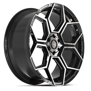 4PLAY 4PS26 24x10 6x135 + 6x139.7 24et Gloss Black Brushed with Tinted Clear Wheel