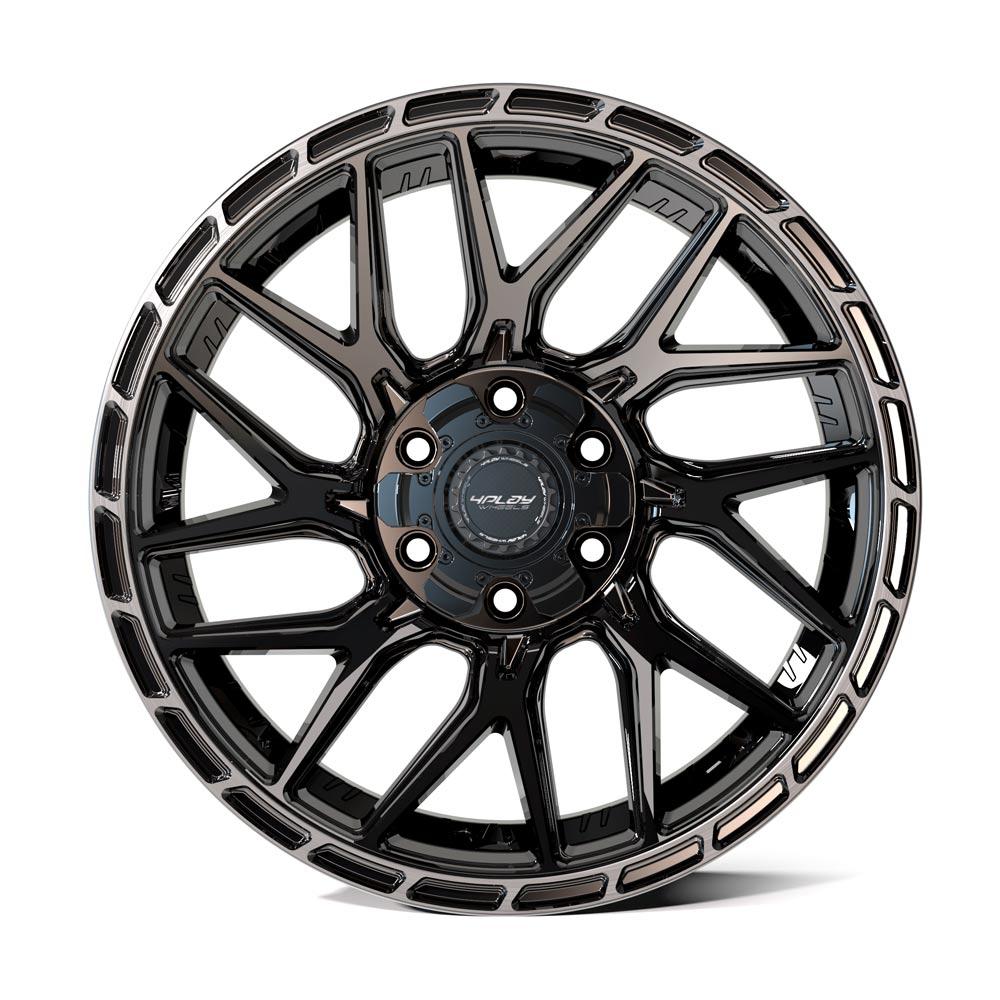4PLAY 4PS28 18x8 5x108 + 5x110 38et Gloss Black Brushed with Tinted Clear Wheel