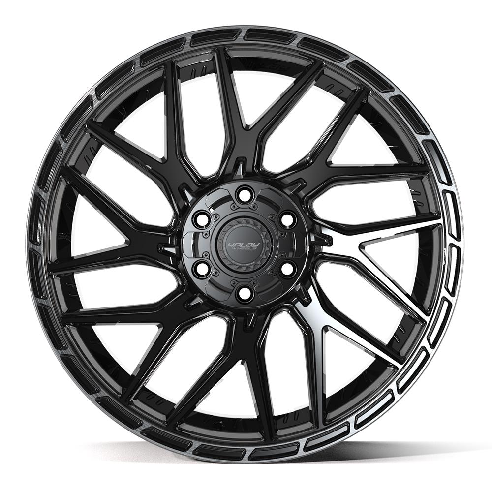 4PLAY 4PS28 22x10 6x135 + 6x139.7 24et Gloss Black Brushed with Tinted Clear Wheel