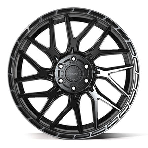 4PLAY 4PS28 22x10 6x135 + 6x139.7 24et Gloss Black Brushed with Tinted Clear Wheel