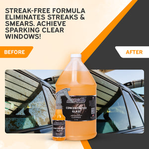 Concentrated Auto Glass Cleaner – Tint-Safe, Streak-Free, Removes Smoke Residue