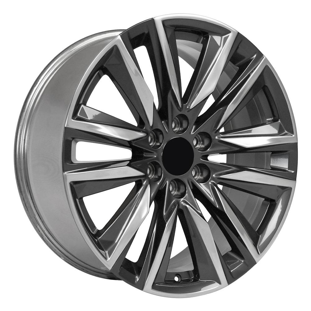 OE Wheels CA91 22x9 6x139.7 28et Gloss Gunmetal with Polished Face Wheel