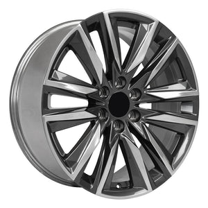 OE Wheels CA91 22x9 6x139.7 28et Gloss Gunmetal with Polished Face Wheel