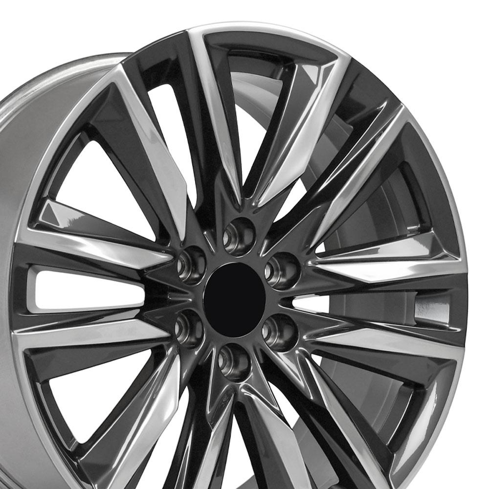 OE Wheels CA91 22x9 6x139.7 28et Gloss Gunmetal with Polished Face Wheel