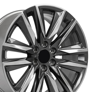 OE Wheels CA91 22x9 6x139.7 28et Gloss Gunmetal with Polished Face Wheel