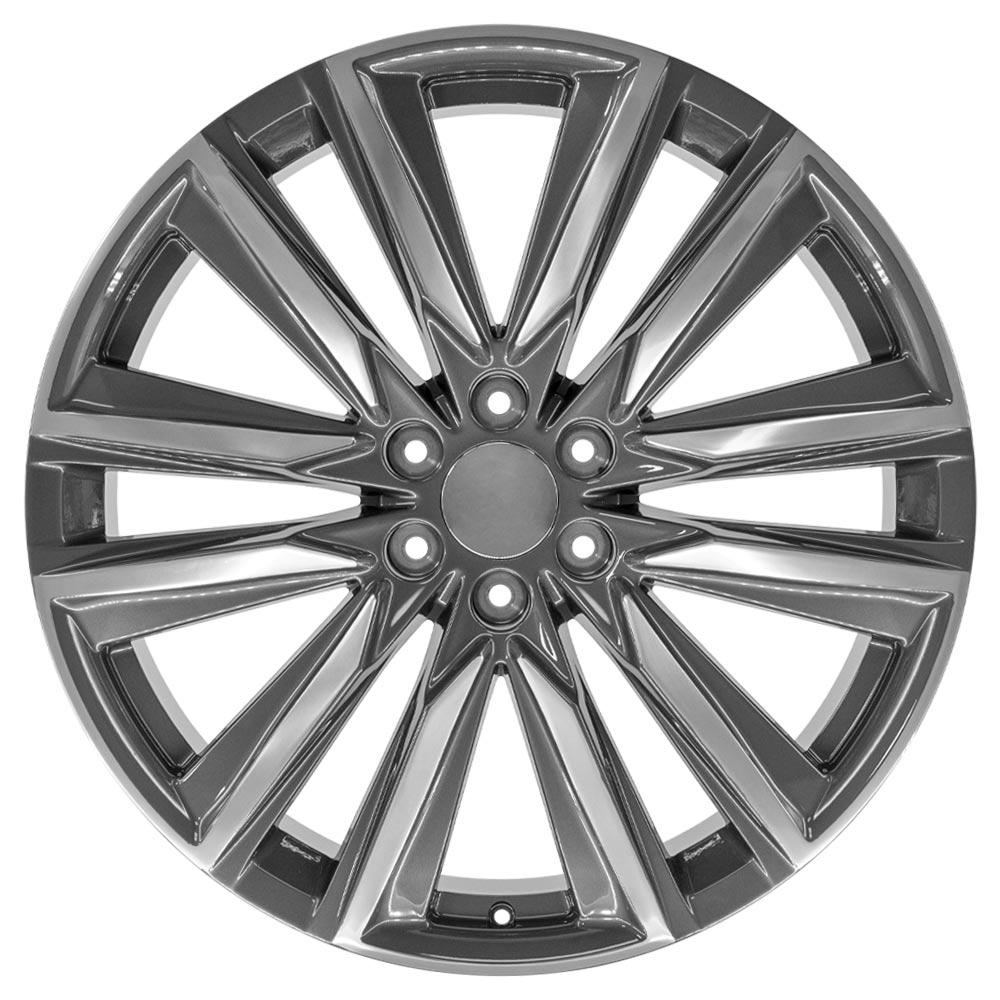 OE Wheels CA91 24x10 6x139.7 28et Gloss Gunmetal with Polished Face Wheel