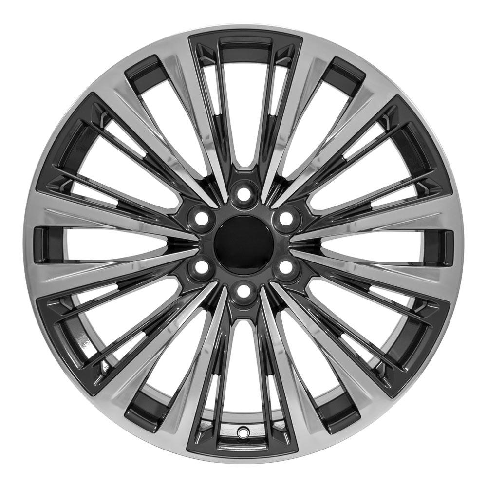 OE Wheels CA93 22x9 6x139.7 28et Gloss Gunmetal with Polished Face Wheel