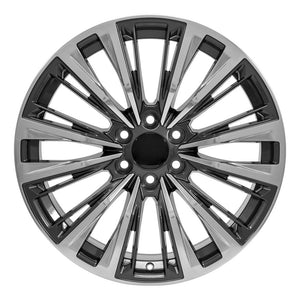 OE Wheels CA93 22x9 6x139.7 28et Gloss Gunmetal with Polished Face Wheel