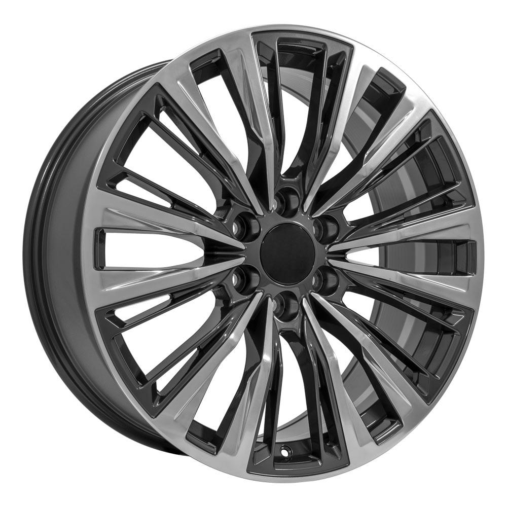 OE Wheels CA93 22x9 6x139.7 28et Gloss Gunmetal with Polished Face Wheel