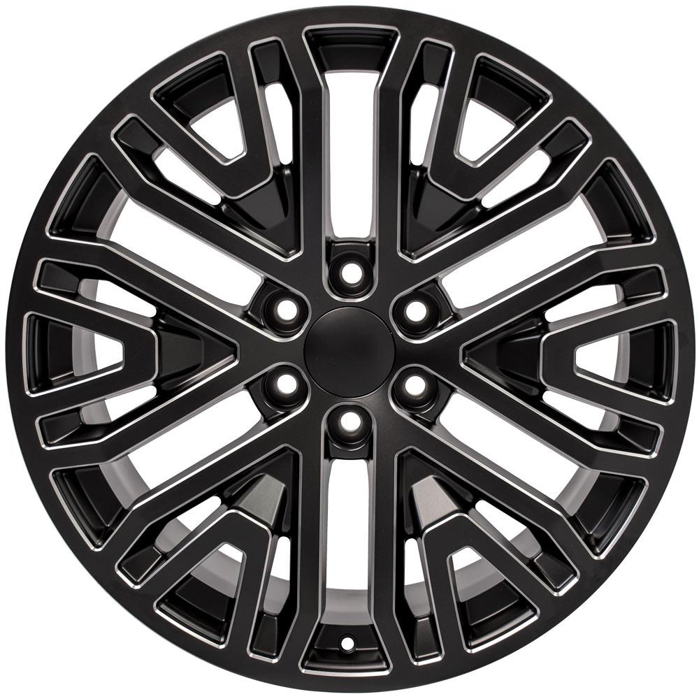 OE Wheels CV37 22x9 6x139.7 28et Satin Black with Milled Edge Wheel