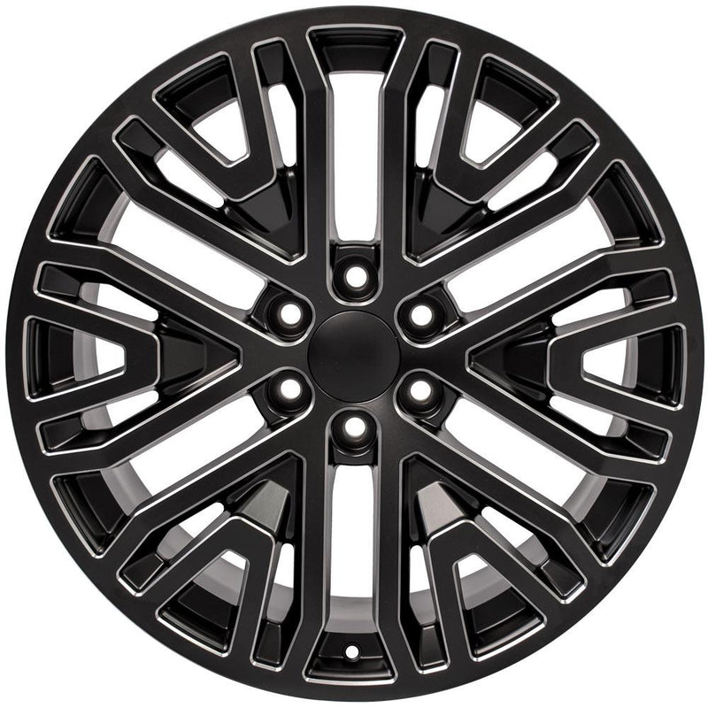 OE Wheels CV37 22x9 6x139.7 28et Satin Black with Milled Edge Wheel