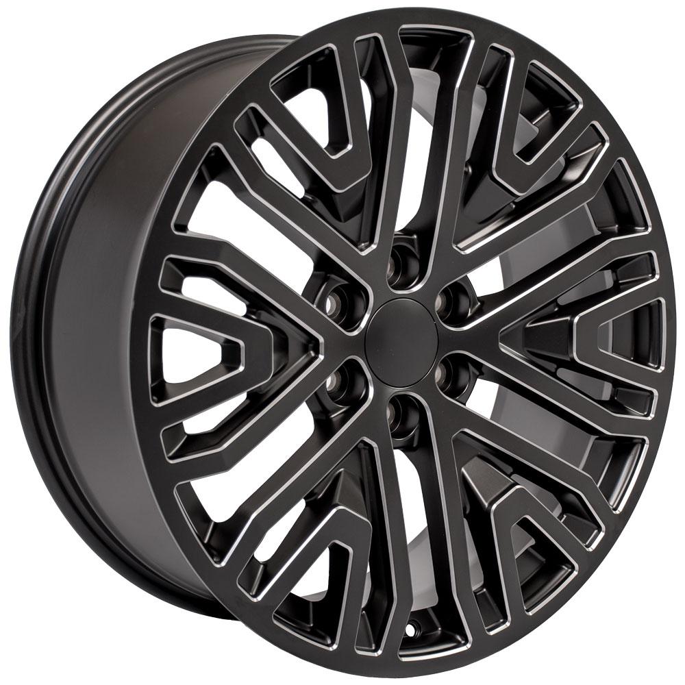 OE Wheels CV37 22x9 6x139.7 28et Satin Black with Milled Edge Wheel