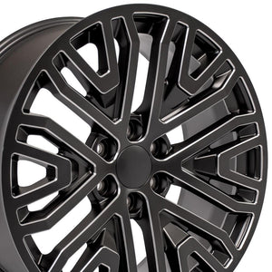 OE Wheels CV37 22x9 6x139.7 28et Satin Black with Milled Edge Wheel