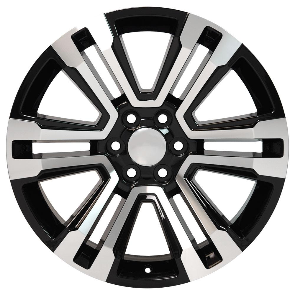 OE Wheels CV44 22x9 6x139.7 24et Gloss Black Machined Wheel