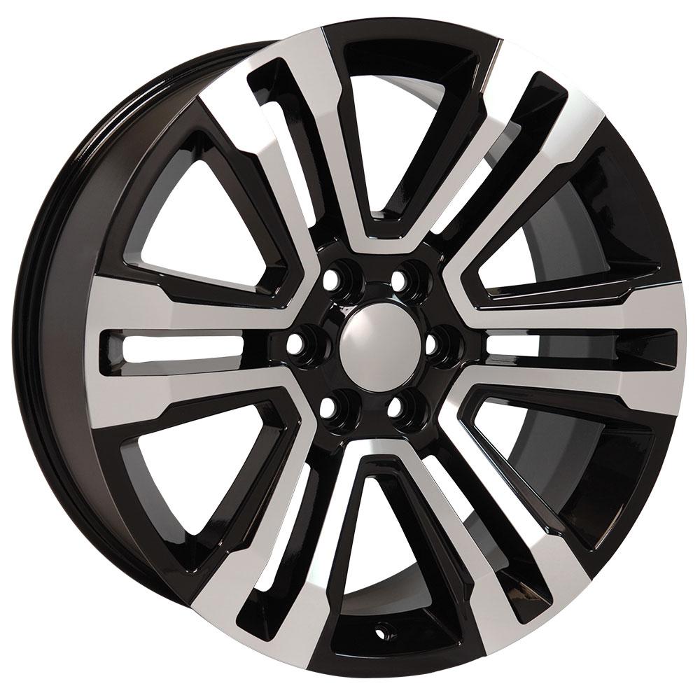 OE Wheels CV44 22x9 6x139.7 24et Gloss Black Machined Wheel